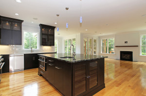 Kitchen with open floor plan to family area