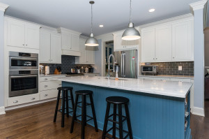Kitchen with Center Island and Barstools View