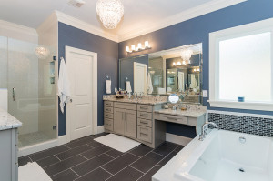 Large Master Bathroom with vanity area and jacuzzi tub